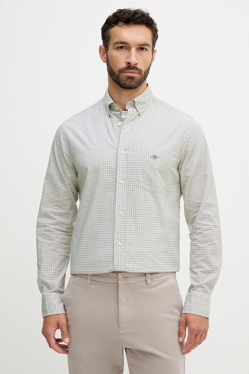 Gant cămașă din bumbac culoarea verde, cu guler clasic, regular, 3250149