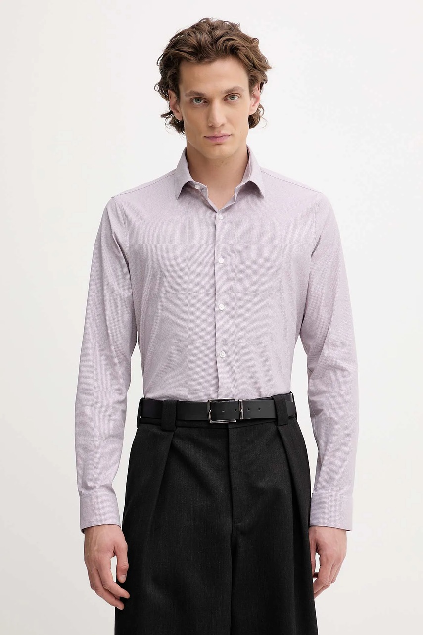 Levně Košile Calvin Klein pánská, růžová barva, slim, s italským límcem, LV019EU074