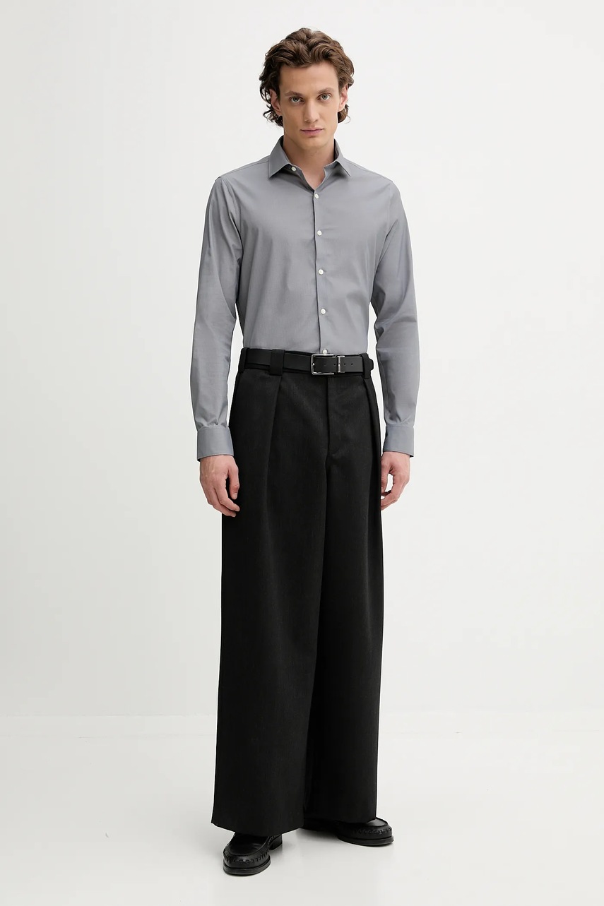 Рубашка Calvin Klein цвет серый slim итальянский воротник LV019EU074