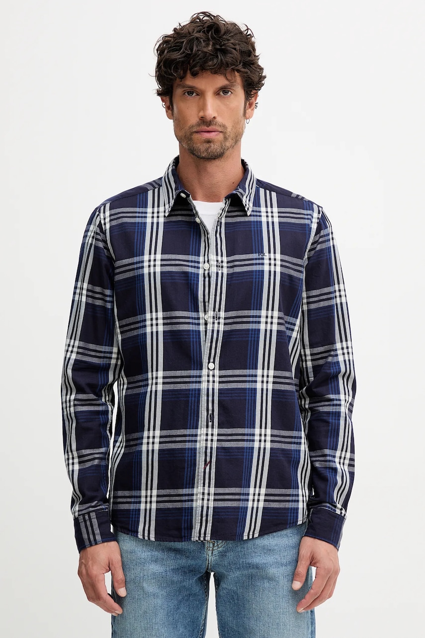 Pepe Jeans cămașă din bumbac culoarea bleumarin, regular, PM3090824