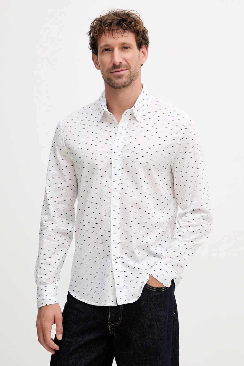 Pepe Jeans cămașă din bumbac culoarea alb, cu guler clasic, slim, PM3090845