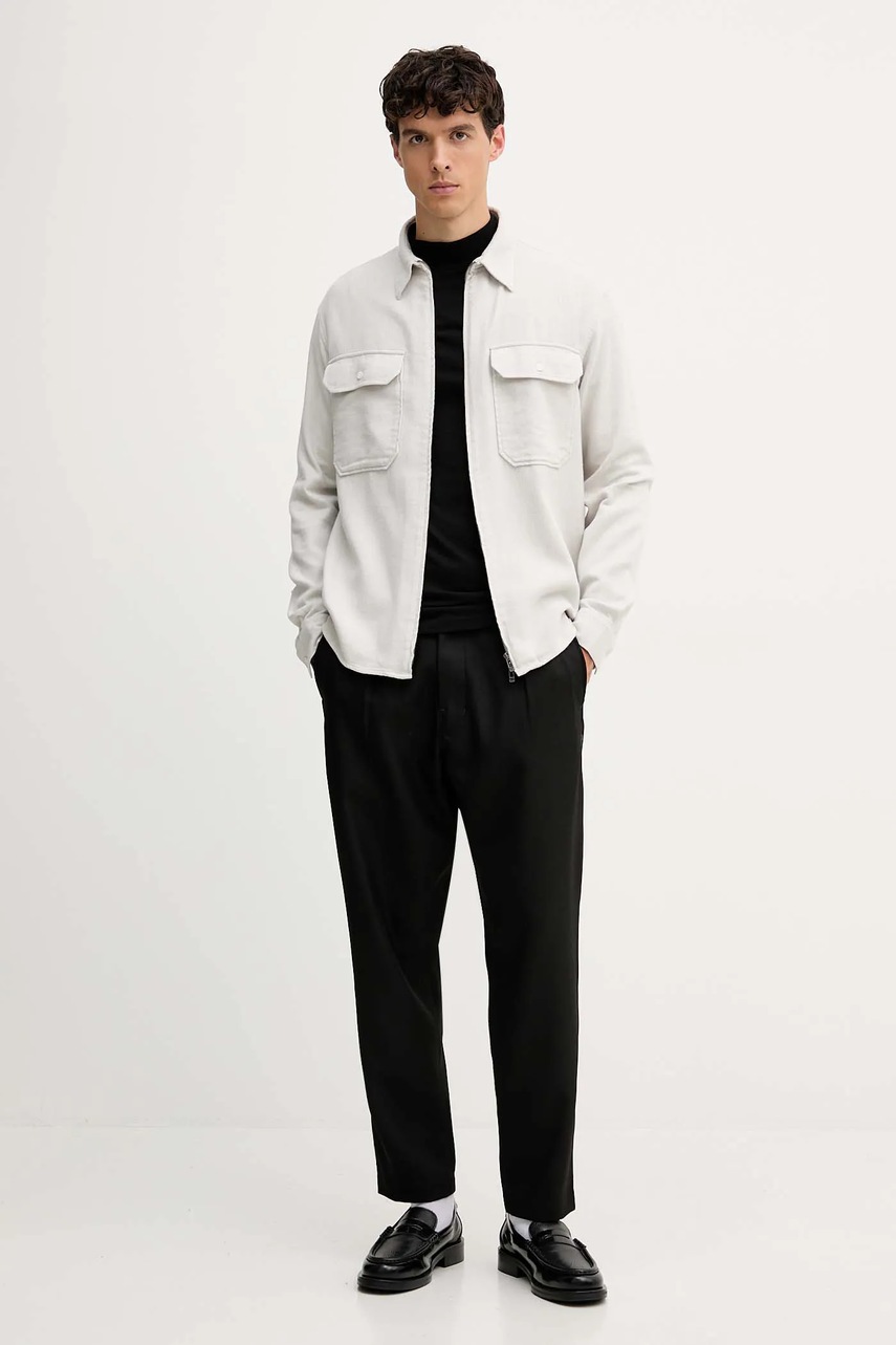 Хлопковая рубашка Armani Exchange цвет бежевый regular классический воротник XM001140 AF16611 Хлопковая рубашка Armani Exchange цвет бежевый regular классический воротник XM001140 AF16611