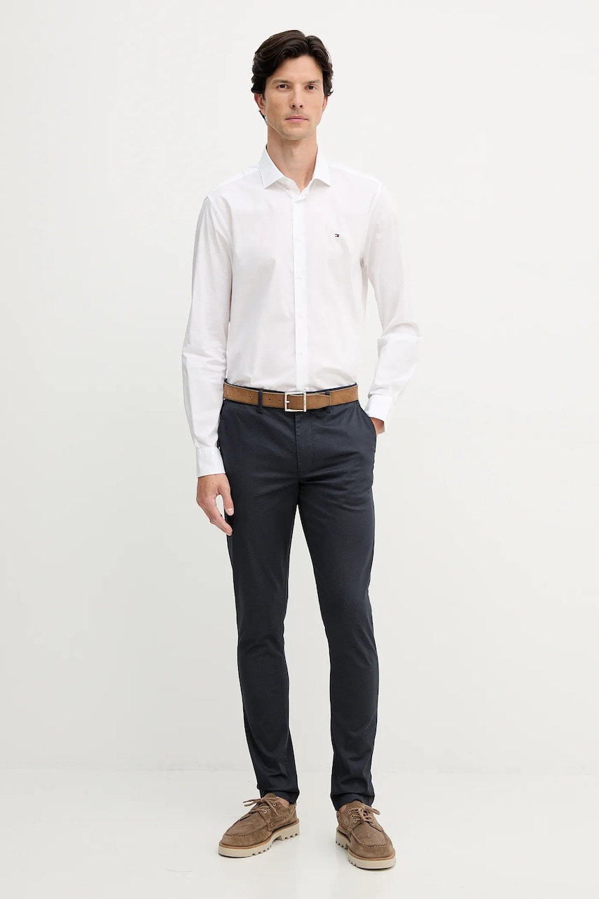 Рубашка Tommy Hilfiger цвет белый slim итальянский воротник MW0MW38347 Рубашка Tommy Hilfiger цвет белый slim итальянский воротник MW0MW38347