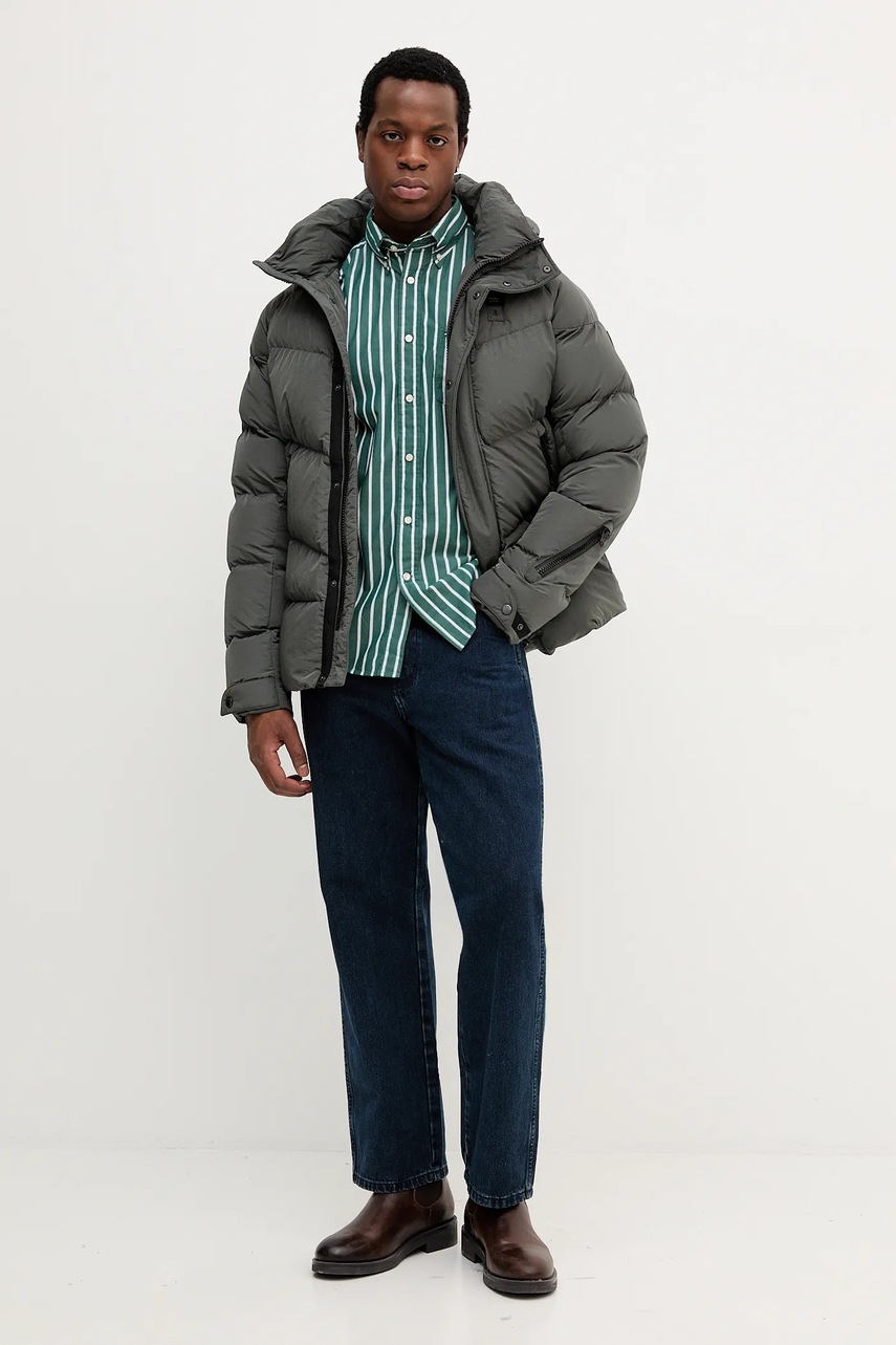 Хлопковая рубашка Tommy Hilfiger цвет зелёный regular воротник button-down MW0MW40456