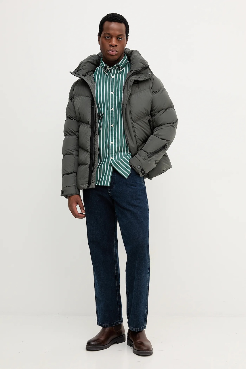 Хлопковая рубашка Tommy Hilfiger цвет зелёный regular воротник button-down MW0MW40456 Хлопковая рубашка Tommy Hilfiger цвет зелёный regular воротник button-down MW0MW40456