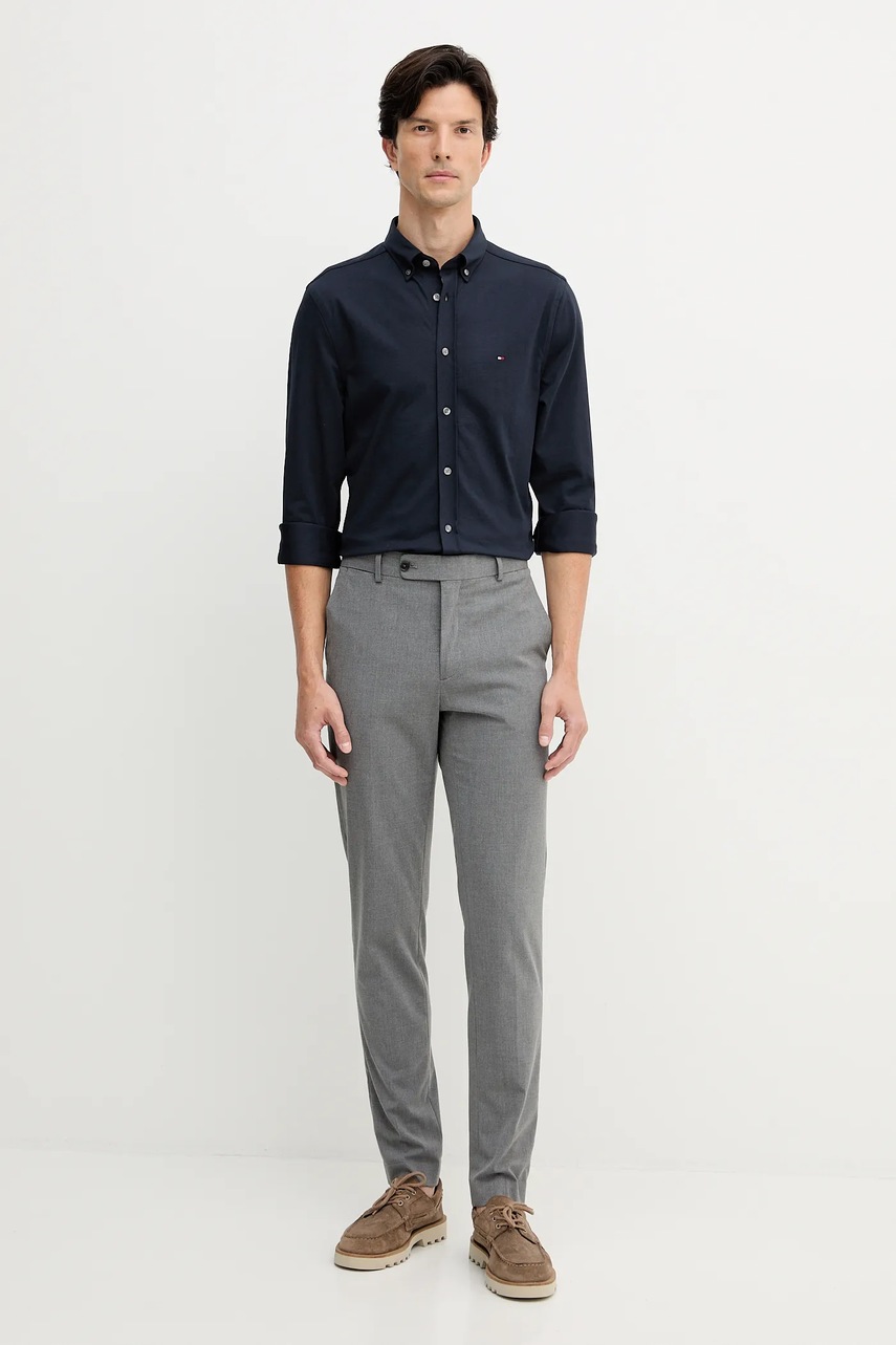 Рубашка Tommy Hilfiger цвет синий regular воротник button-down MW0MW41059