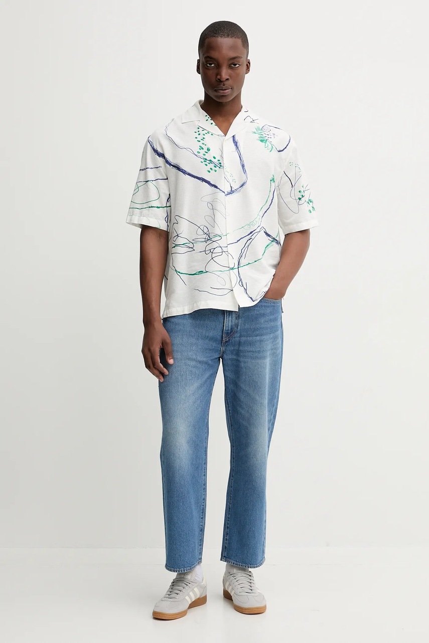 Хлопковая рубашка Desigual MAX цвет бежевый relaxed 25WMCW06