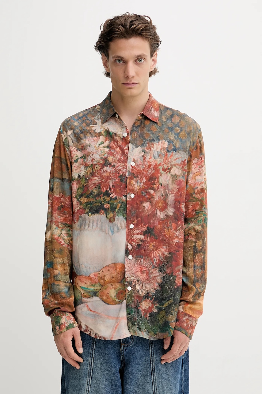 Desigual cămașă MILO culoarea maro, cu guler clasic, regular, 25WMCW18