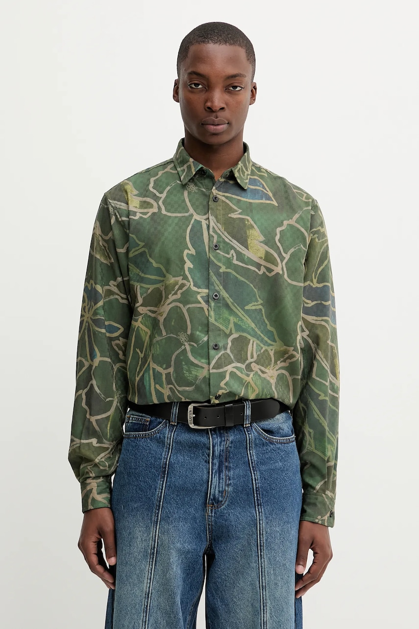 Desigual cămașă BANGKOK culoarea verde, cu guler clasic, regular, 25WMCW29