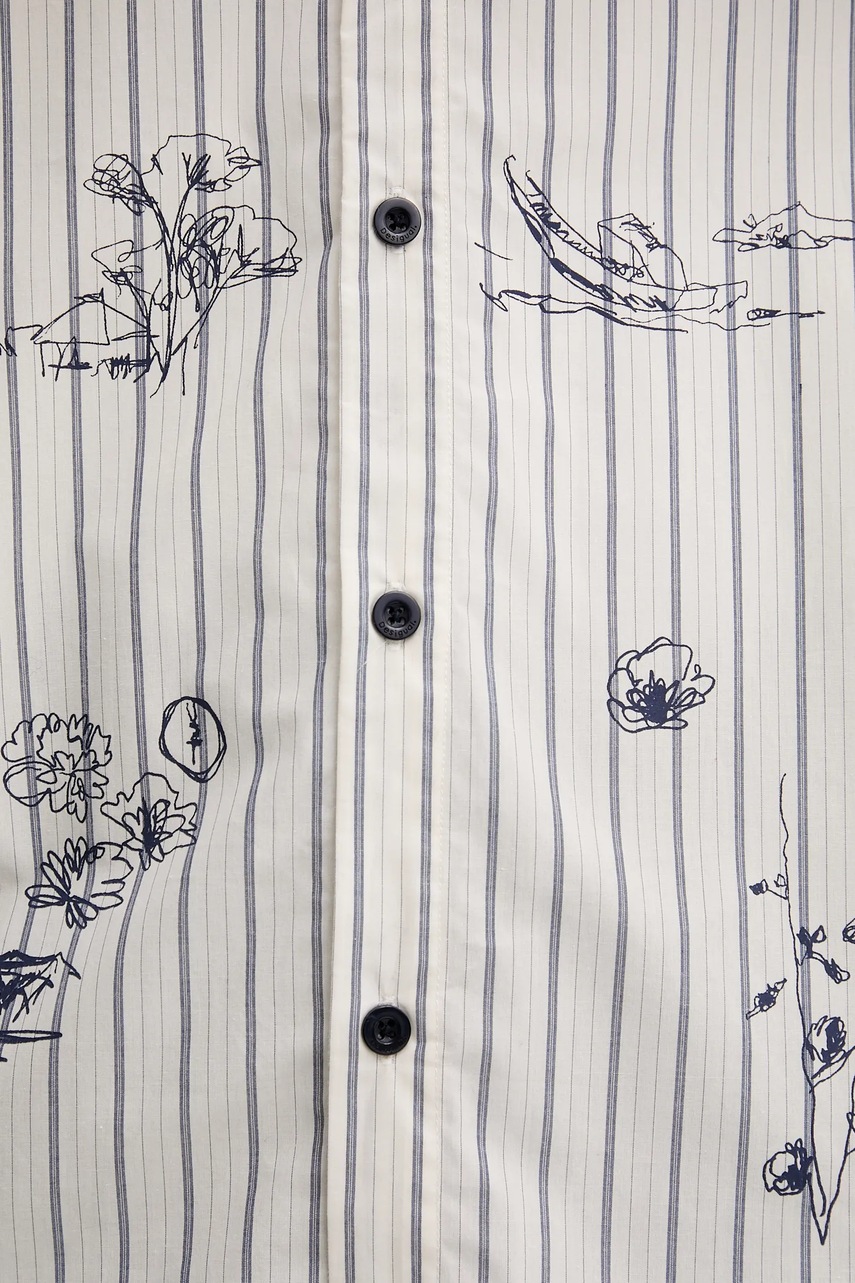 Βαμβακερό πουκάμισο Desigual STRIPES PRINTED ανδρικό, χρώμα: μπεζ, 25WMCW36 φωτογραφία