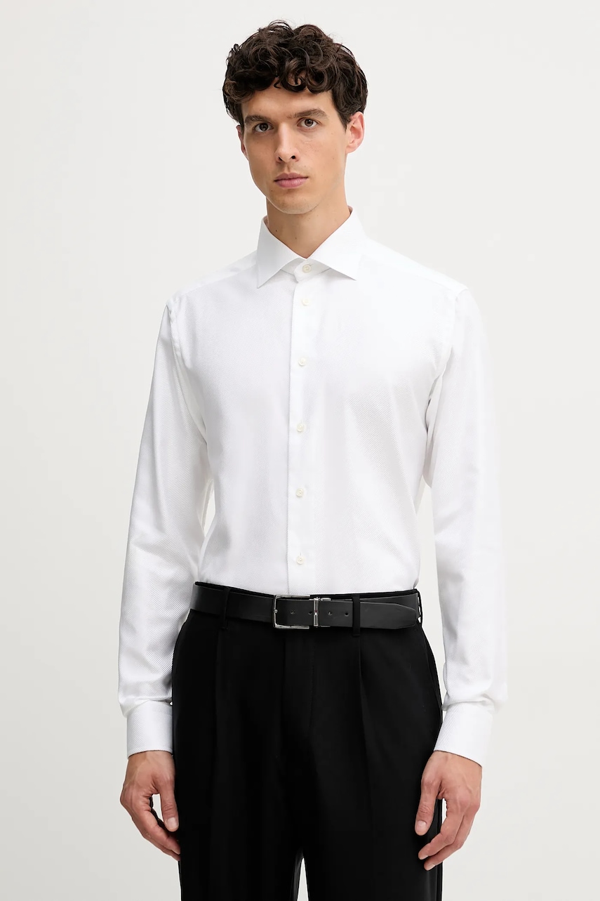 Eton cămașă din bumbac culoarea alb, cu guler clasic, slim, 100013928