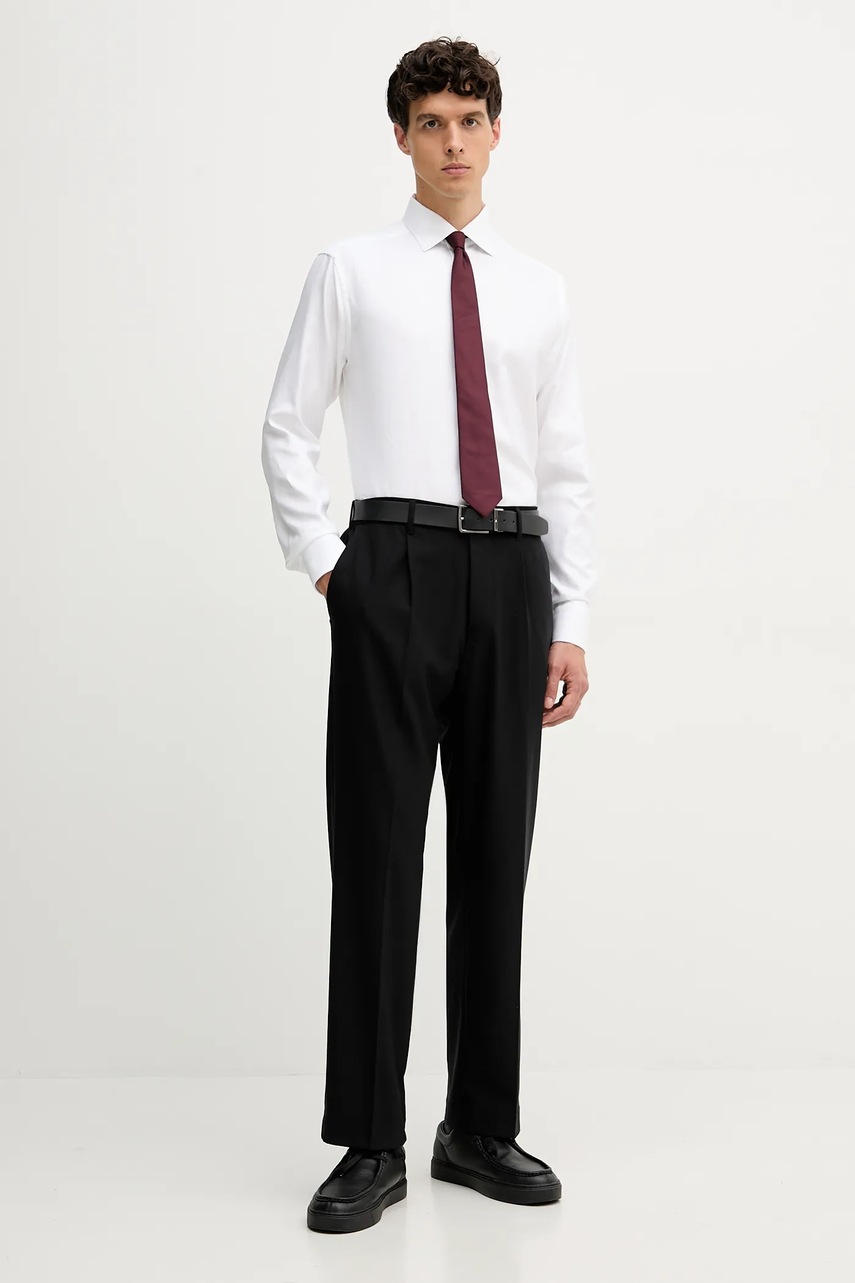 Хлопковая рубашка Eton цвет белый slim классический воротник 100013928