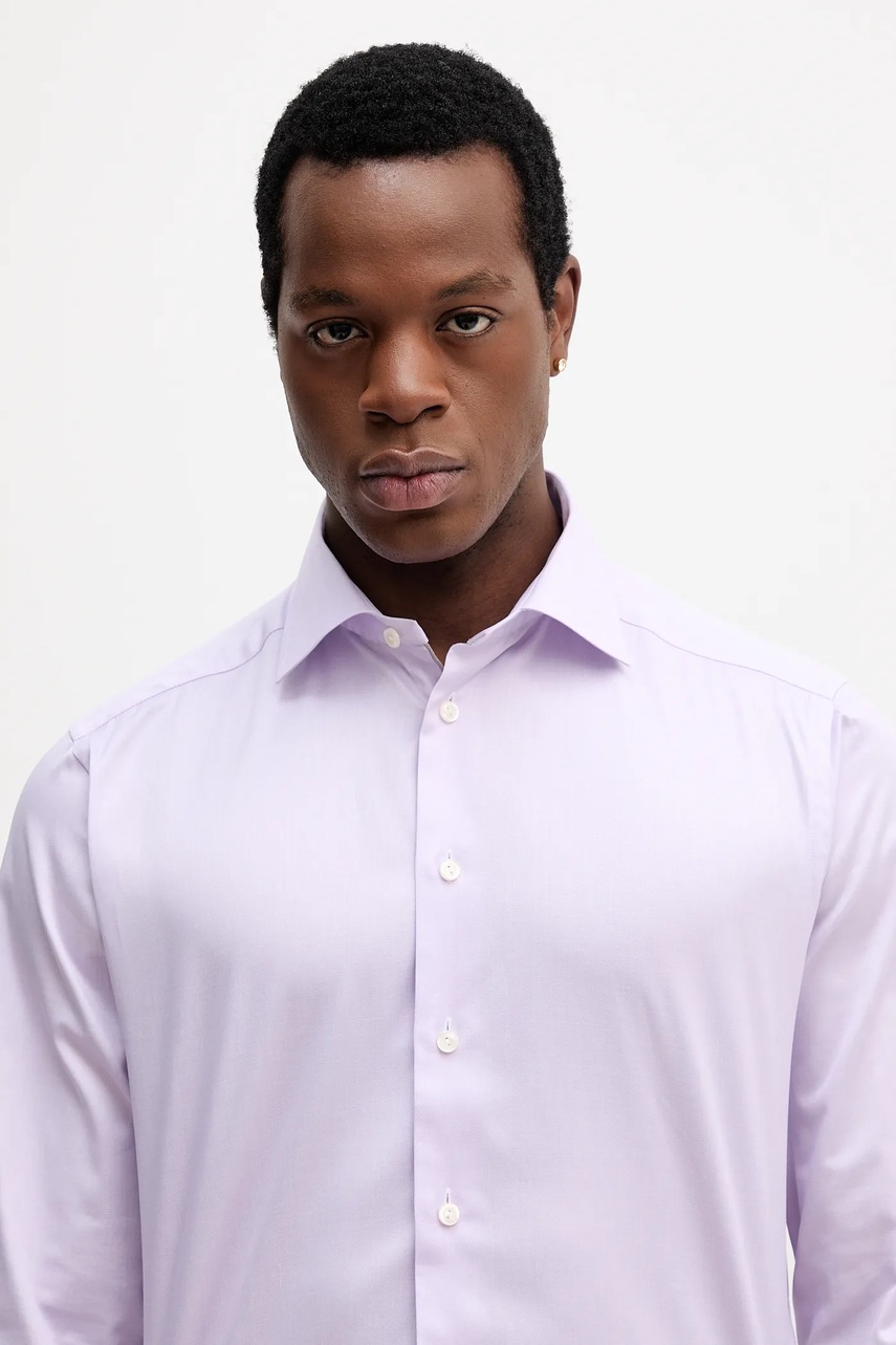 Βαμβακερό πουκάμισο Eton ανδρικά, χρώμα: μοβ, 100013933 φωτογραφία