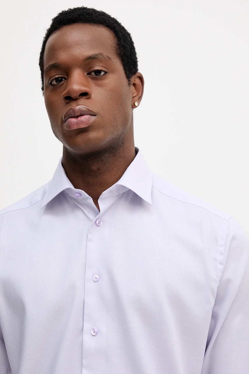 Βαμβακερό πουκάμισο Eton ανδρικά, χρώμα: μοβ, 100013943 φωτογραφία