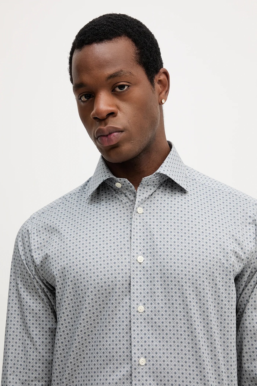 Βαμβακερό πουκάμισο Eton ανδρικό, χρώμα: γκρι, 100013947 φωτογραφία