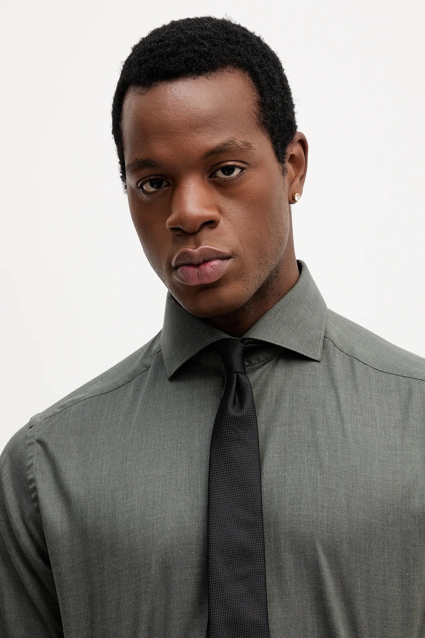 Βαμβακερό πουκάμισο Eton ανδρικά, χρώμα: πράσινο, 100013963 φωτογραφία