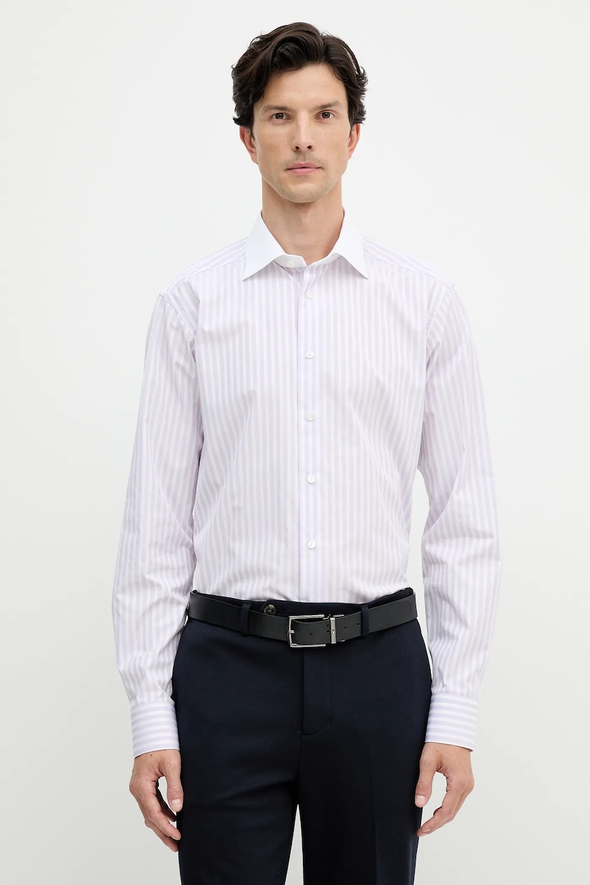Eton cămașă din bumbac culoarea roz, cu guler clasic, slim, 100013972