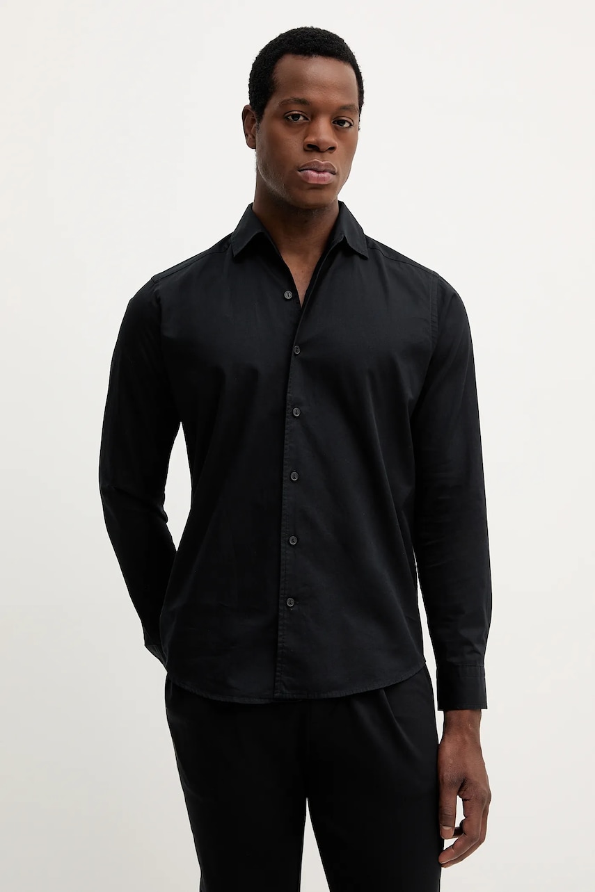 Eton cămașă din bumbac culoarea negru, regular, 100013973 Eton cămașă din bumbac culoarea negru, regular, 100013973