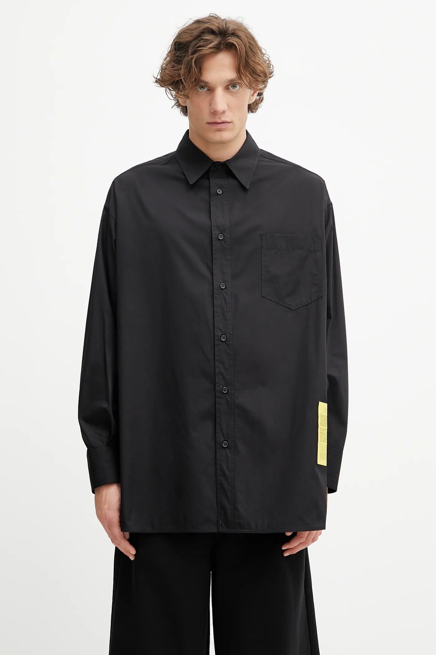 MM6 Maison Margiela camasa din bumbac culoarea negru, cu guler clasic, relaxed, SH0DT0034.M35480.900