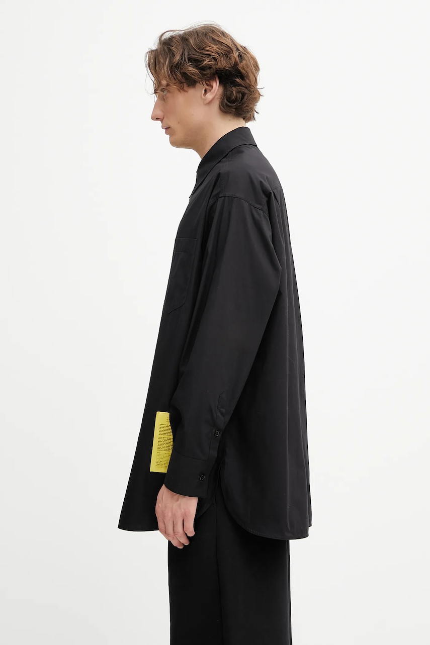 Хлопковая рубашка MM6 Maison Margiela цвет чёрный relaxed классический воротник SH0DT0034.M35480.900 Хлопковая рубашка MM6 Maison Margiela цвет чёрный relaxed классический воротник SH0DT0034.M35480.900