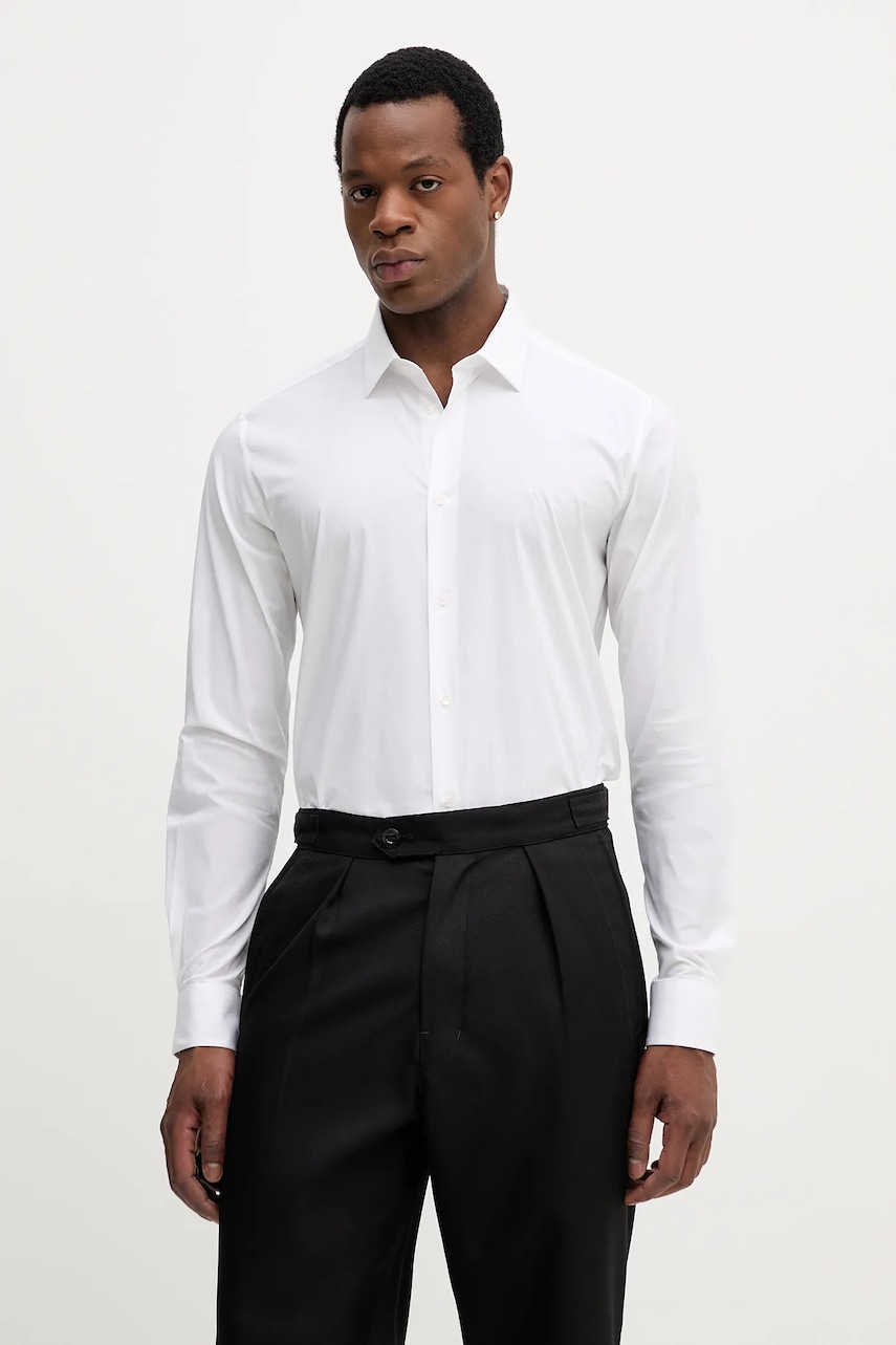 Trussardi cămașă culoarea alb, cu guler clasic, slim, 5004N000006N