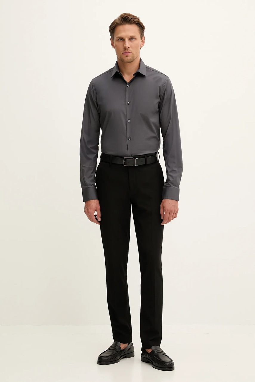 Рубашка Calvin Klein цвет серый slim классический воротник LV019EU037