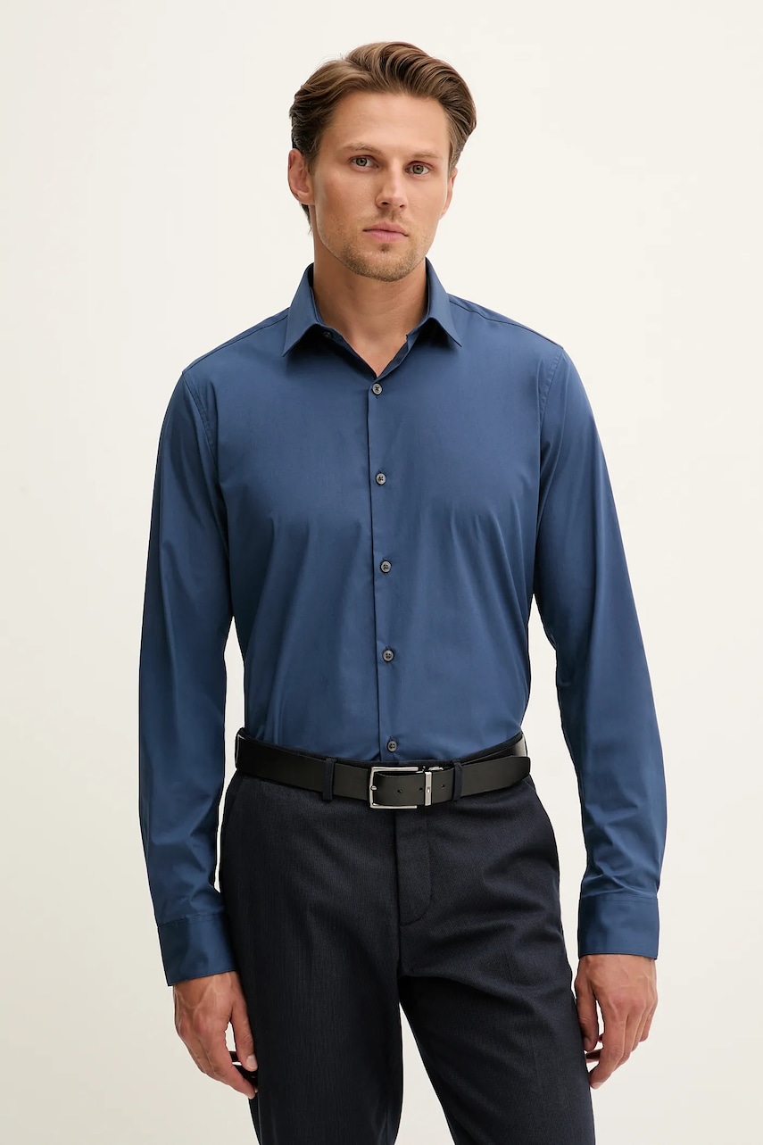 Levně Košile Calvin Klein pánská, modrá barva, slim, s klasickým límcem, LV019EU037