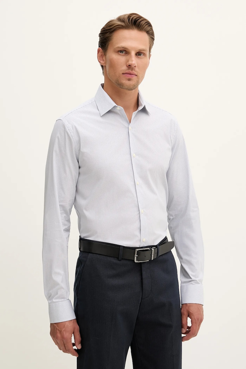 Košile Calvin Klein pánská, modrá barva, slim, s klasickým límcem, LV019EU039