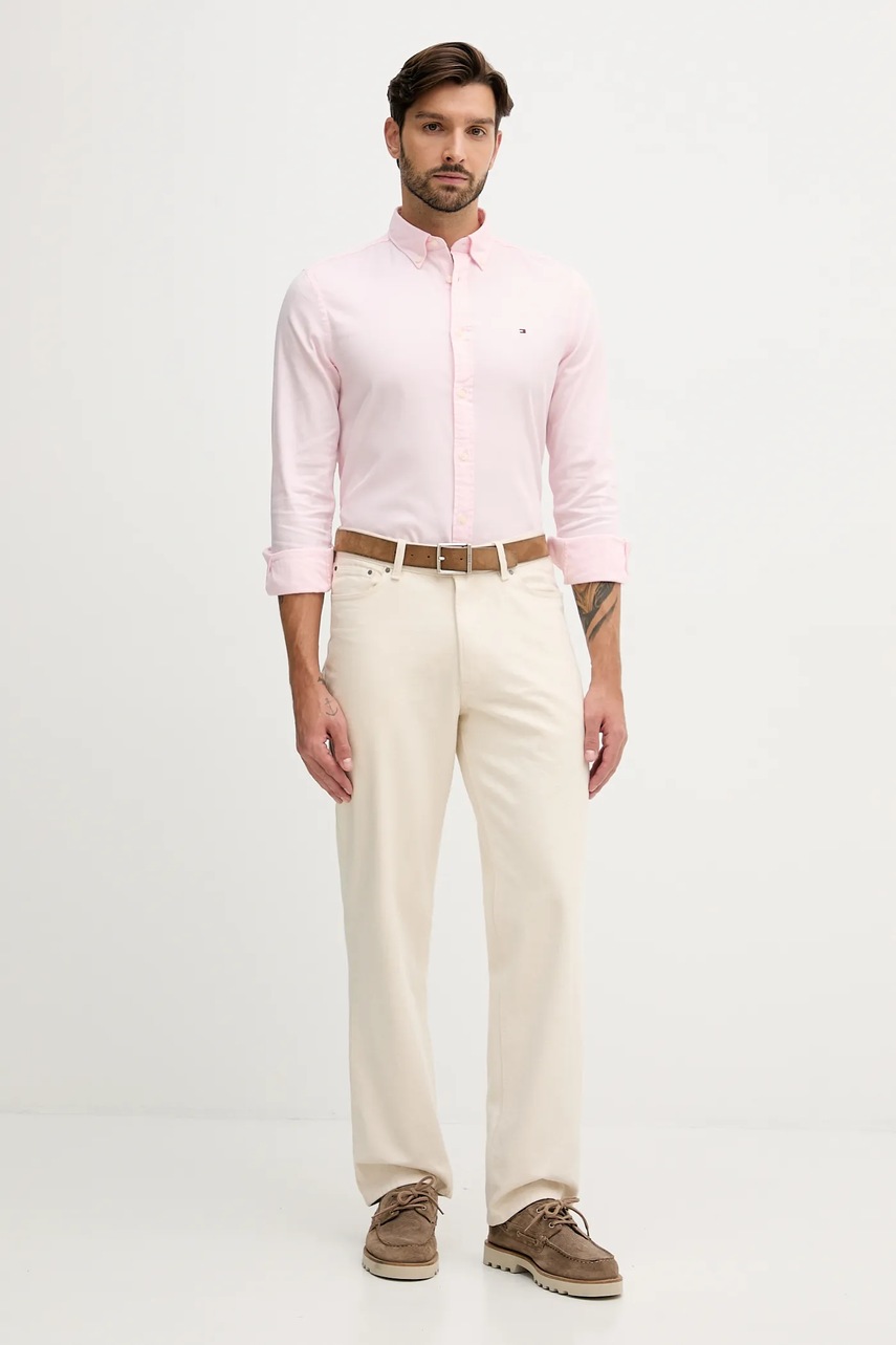 Рубашка Tommy Hilfiger цвет розовый slim воротник button-down MW0MW40458 Рубашка Tommy Hilfiger цвет розовый slim воротник button-down MW0MW40458