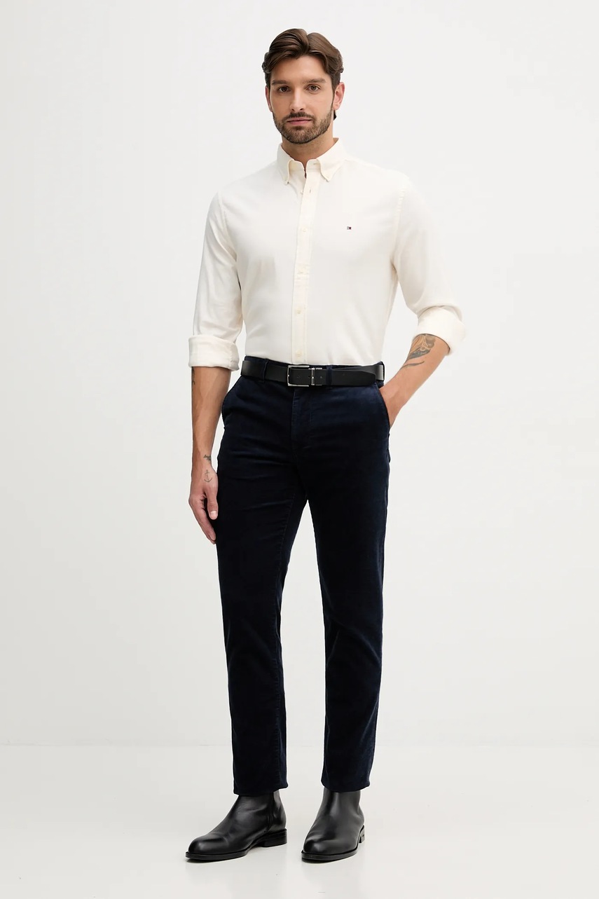 Рубашка Tommy Hilfiger цвет бежевый regular воротник button-down MW0MW40469