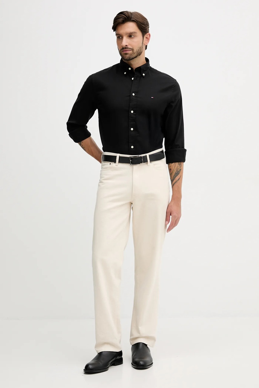 Рубашка Tommy Hilfiger цвет чёрный regular воротник button-down MW0MW40469 Рубашка Tommy Hilfiger цвет чёрный regular воротник button-down MW0MW40469