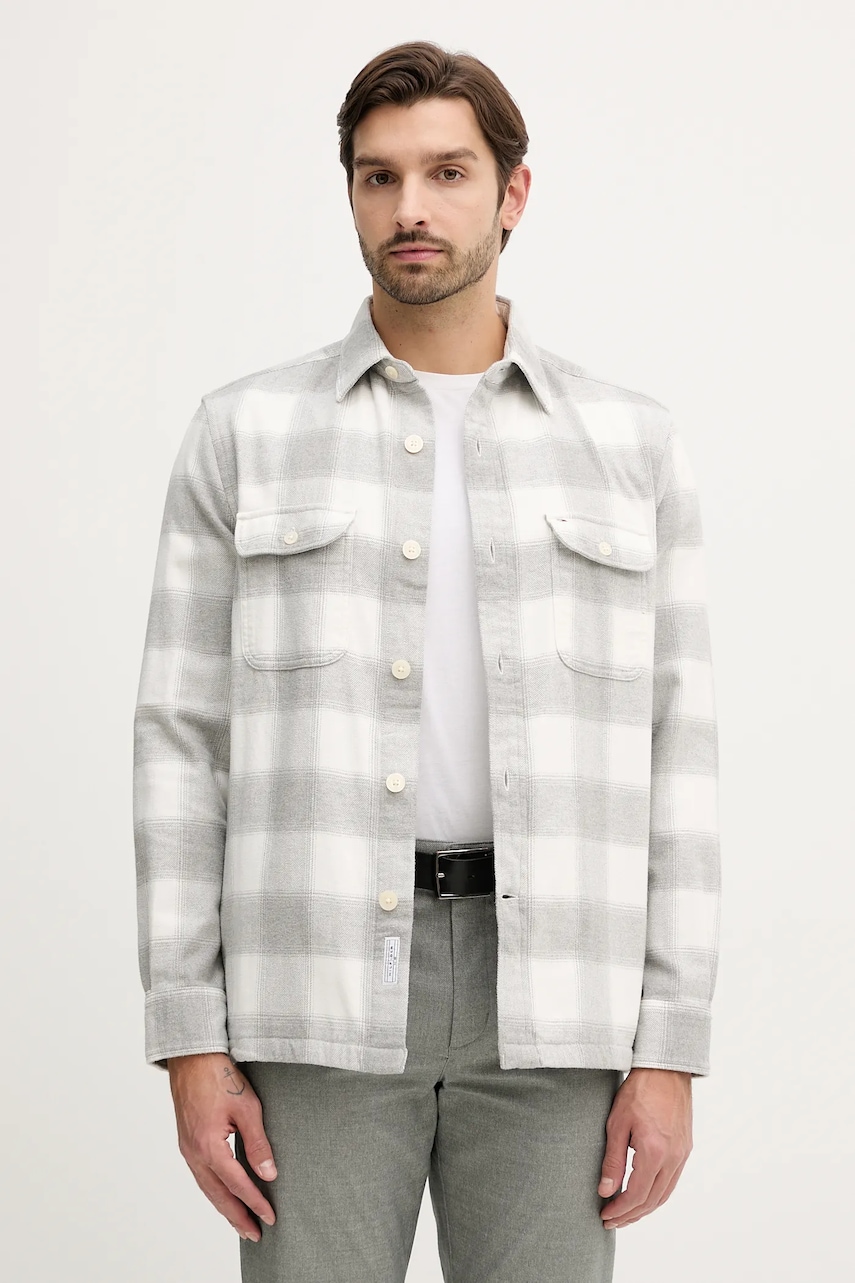 

Памучна риза Tommy Hilfiger в сиво със стандартна кройка с класическа яка MW0MW40483, Сив