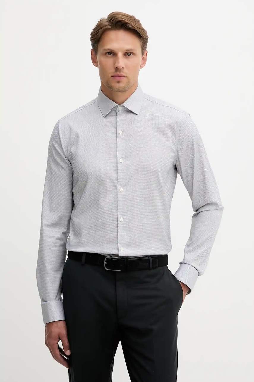 Levně Košile Calvin Klein pánská, modrá barva, slim, s italským límcem, LV019EU057