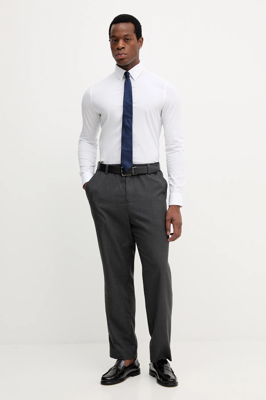 Рубашка Calvin Klein цвет белый slim классический воротник LV019EU060