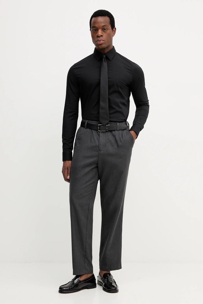 Рубашка Calvin Klein цвет чёрный slim классический воротник LV019EU060