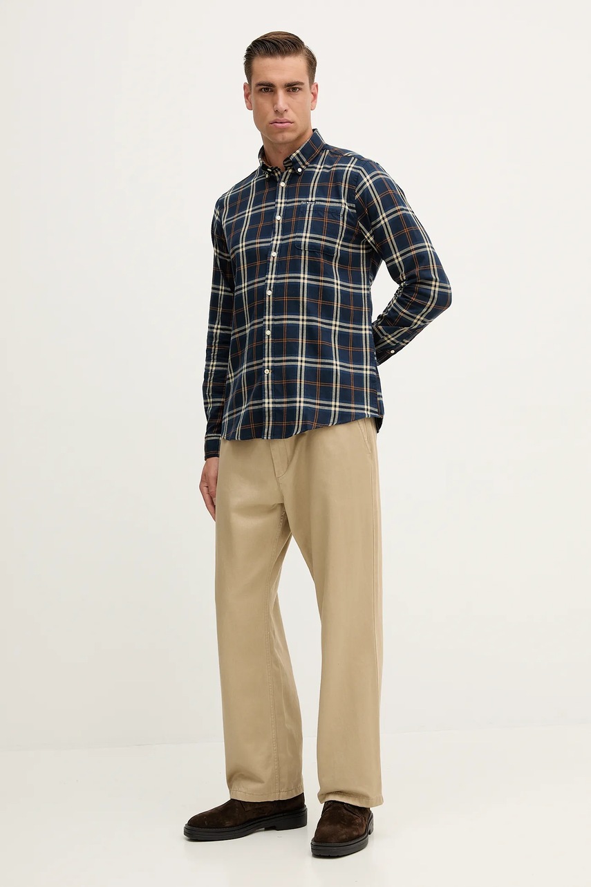 Хлопковая рубашка Barbour CROSSFELL regular воротник button-down MSH4995