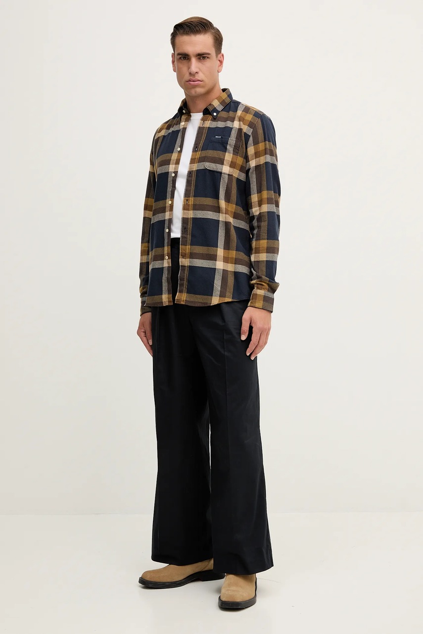 Хлопковая рубашка Barbour FOLLEY цвет синий regular воротник button-down MSH5364