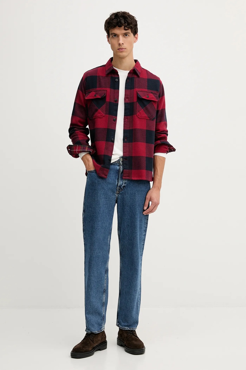 Хлопковая рубашка Barbour BERTOW цвет синий regular классический воротник MSH5645