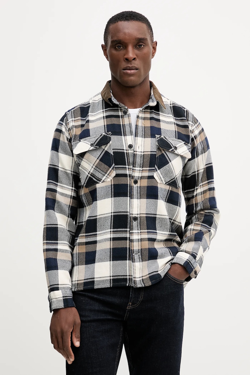Barbour cămașă din bumbac GRASMOOR culoarea bleumarin, cu guler clasic, relaxed, MSH5646