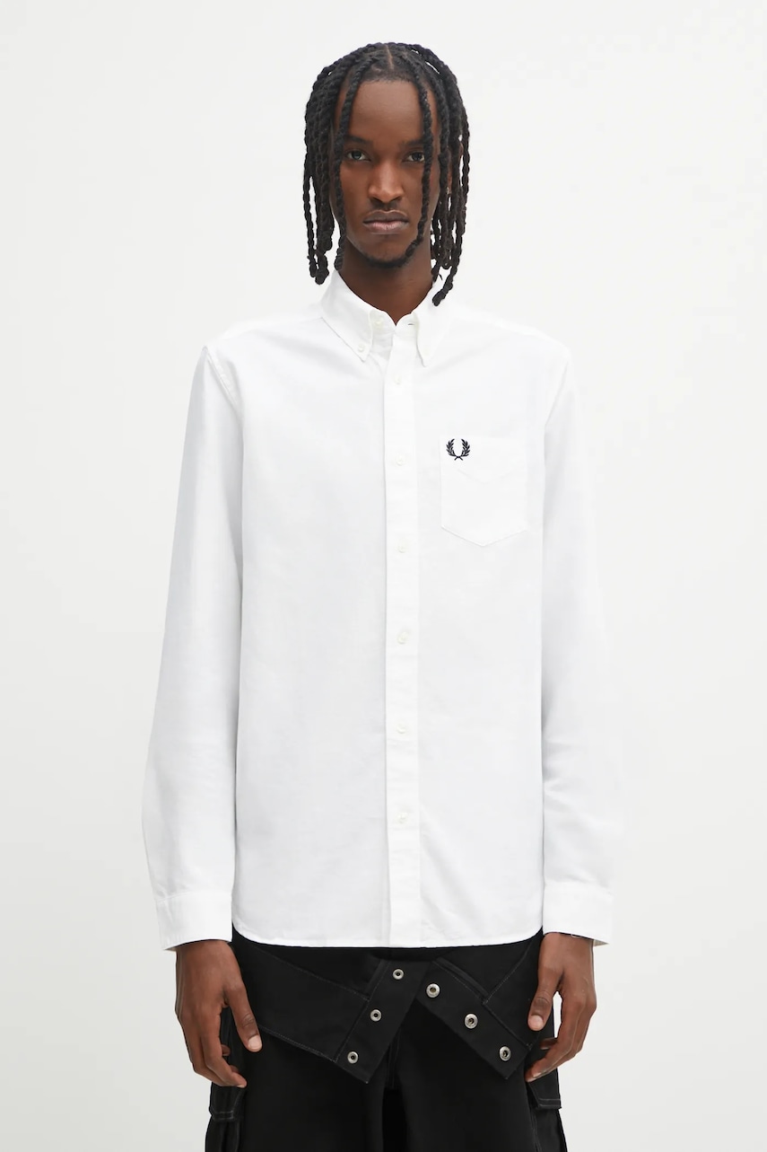 Fred Perry cămașă din bumbac culoarea alb, cu guler button-down, regular, M5516