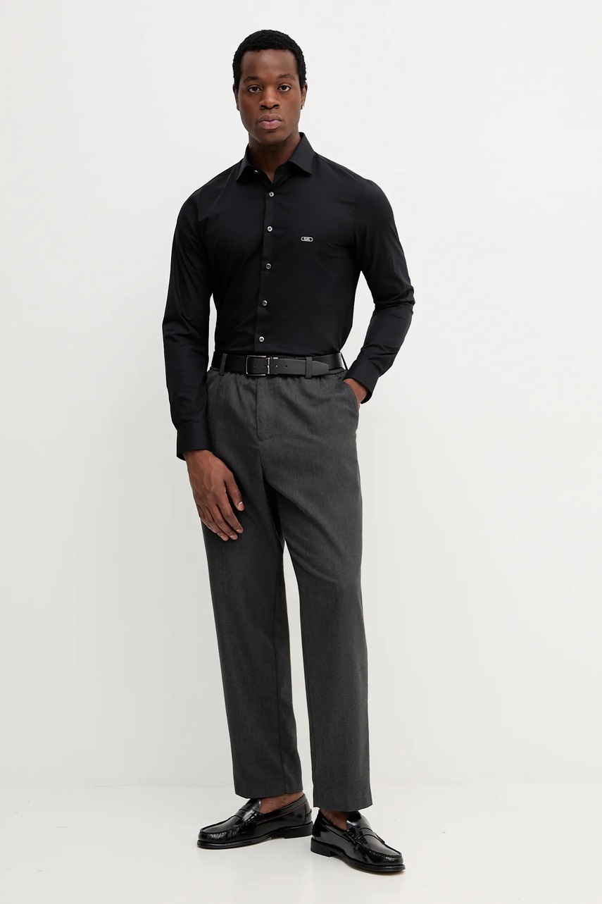 Рубашка Michael Kors цвет чёрный slim итальянский воротник MK0DS01288