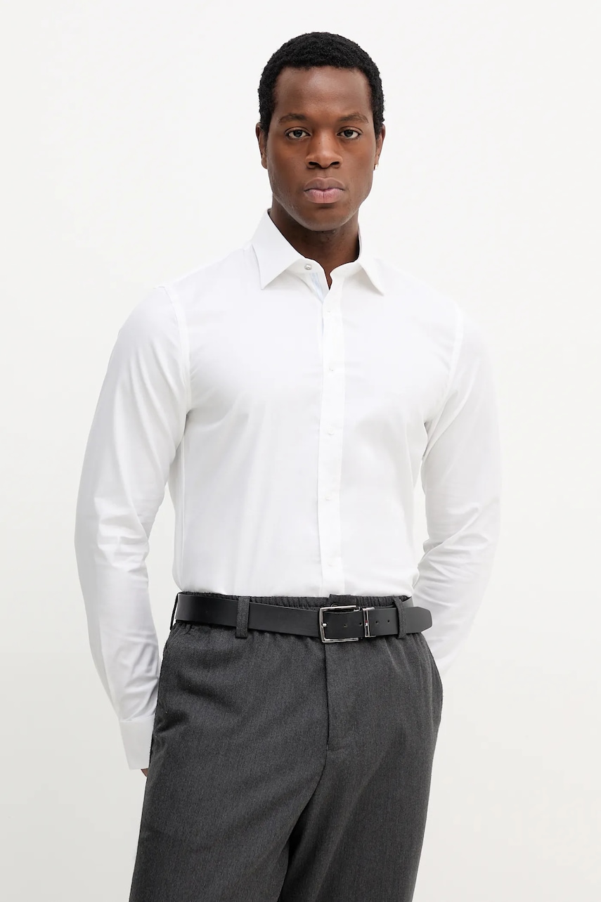 Michael Kors cămașă culoarea alb, cu guler clasic, slim, MK0DS01584