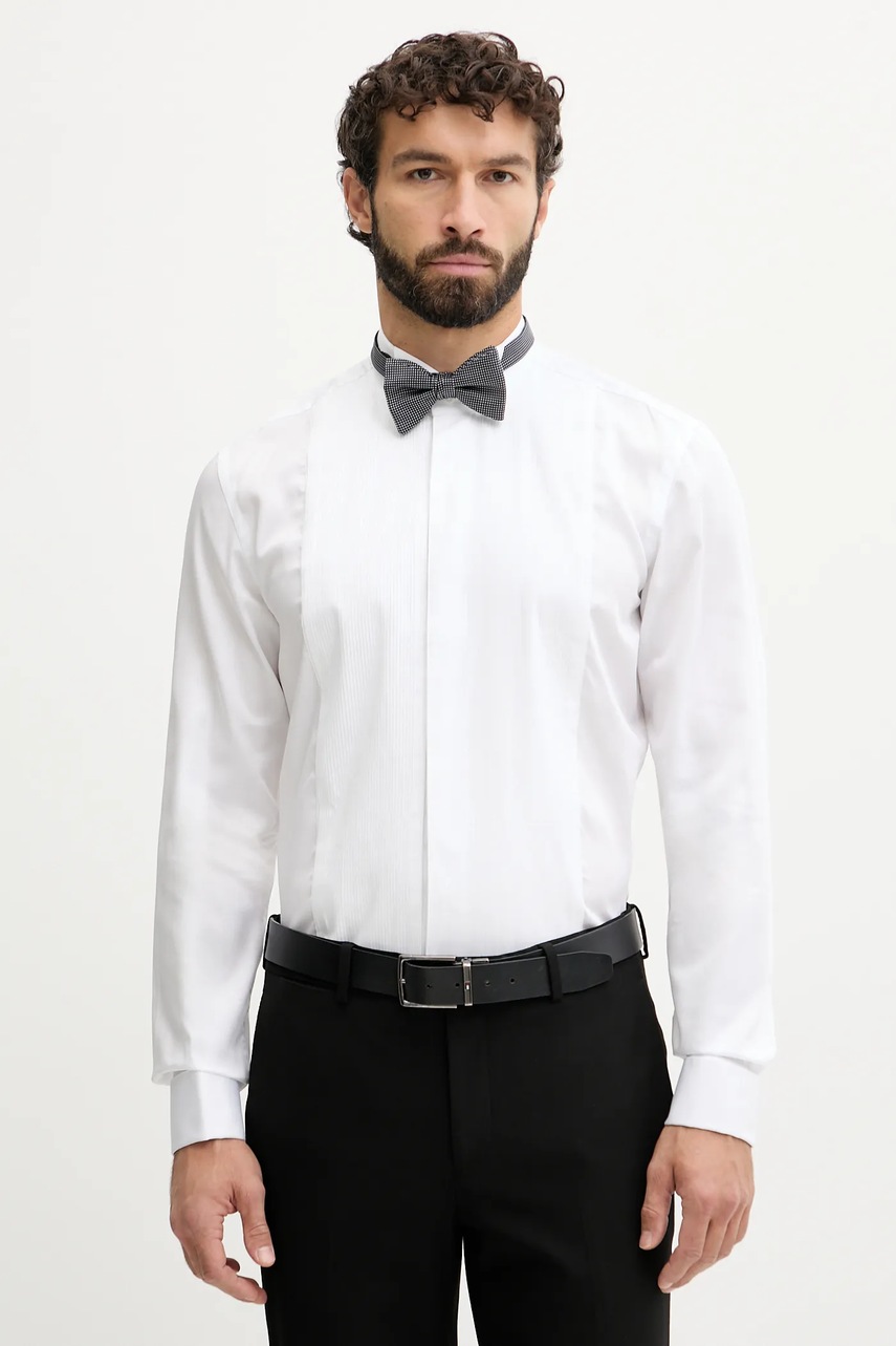 BOSS cămașă din bumbac culoarea alb, slim, 50550662