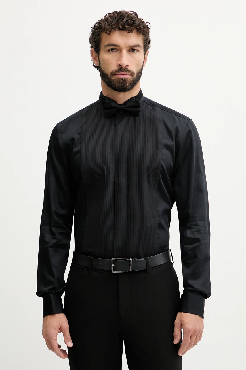 BOSS cămașă din bumbac culoarea negru, slim, 50550662