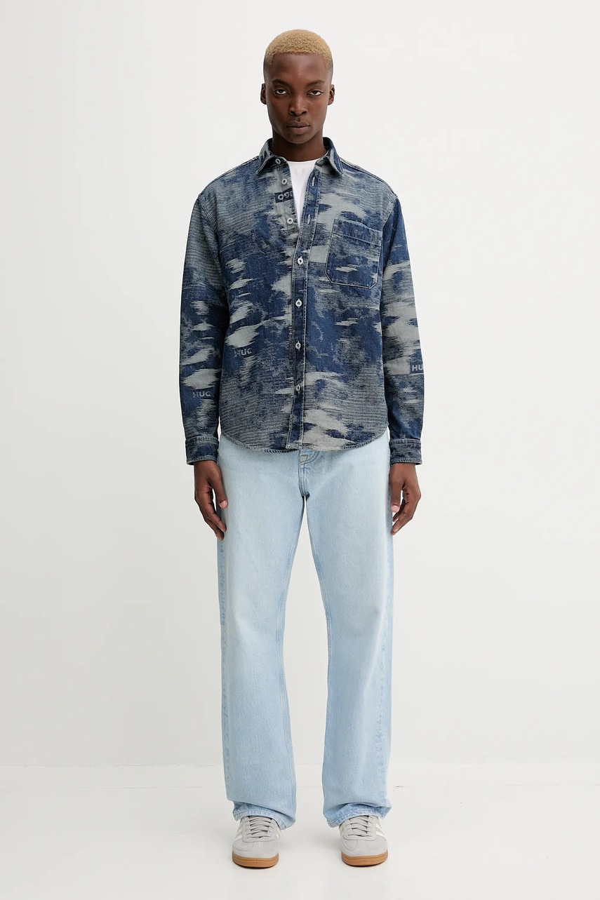 Джинсовая рубашка Hugo Blue regular классический воротник 50549794