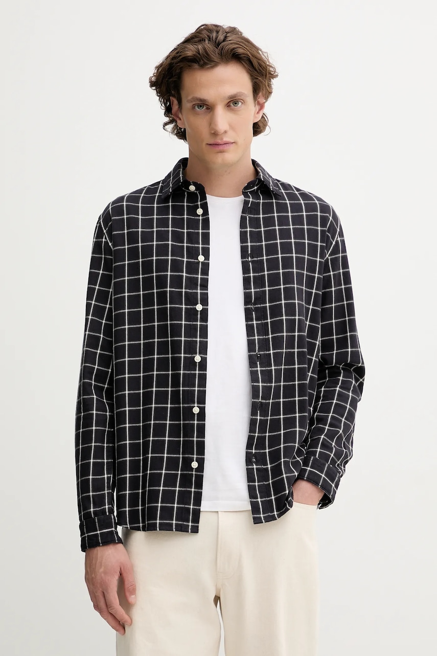 Marc O'Polo cămașă din bumbac culoarea bleumarin, cu guler clasic, regular, 5000007117 Marc O'Polo cămașă din bumbac culoarea bleumarin, cu guler clasic, regular, 5000007117