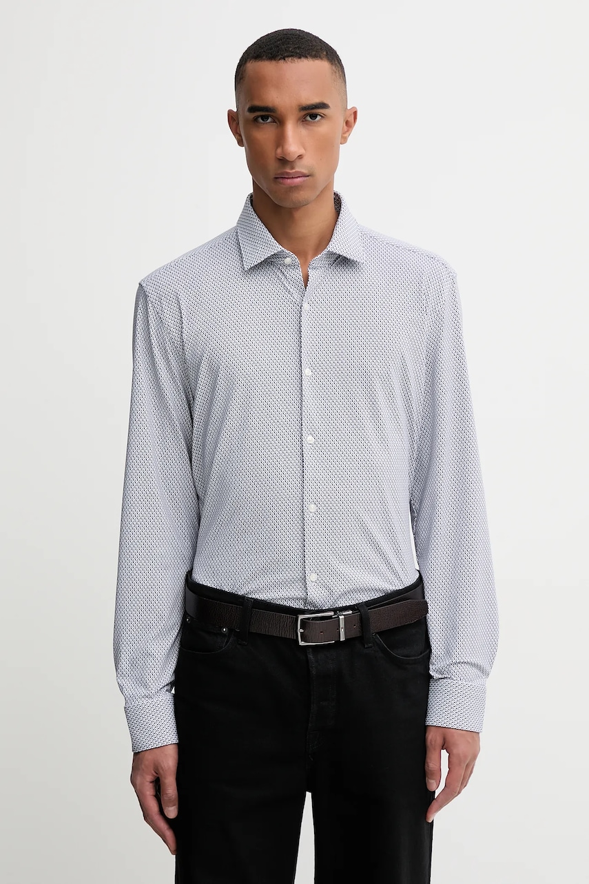 HUGO cămașă culoarea alb, cu guler clasic, slim, 50550524