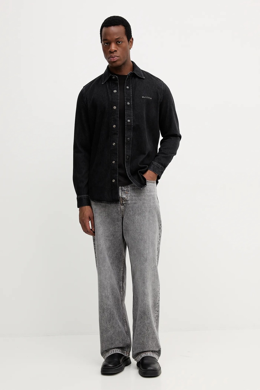 Джинсовая рубашка Marc OPolo цвет чёрный regular классический воротник 528912922006