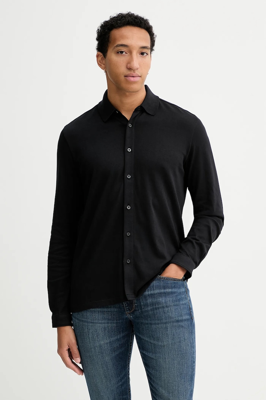 Marc O\'Polo cămașă din bumbac culoarea negru, cu guler clasic, regular, 529214455042