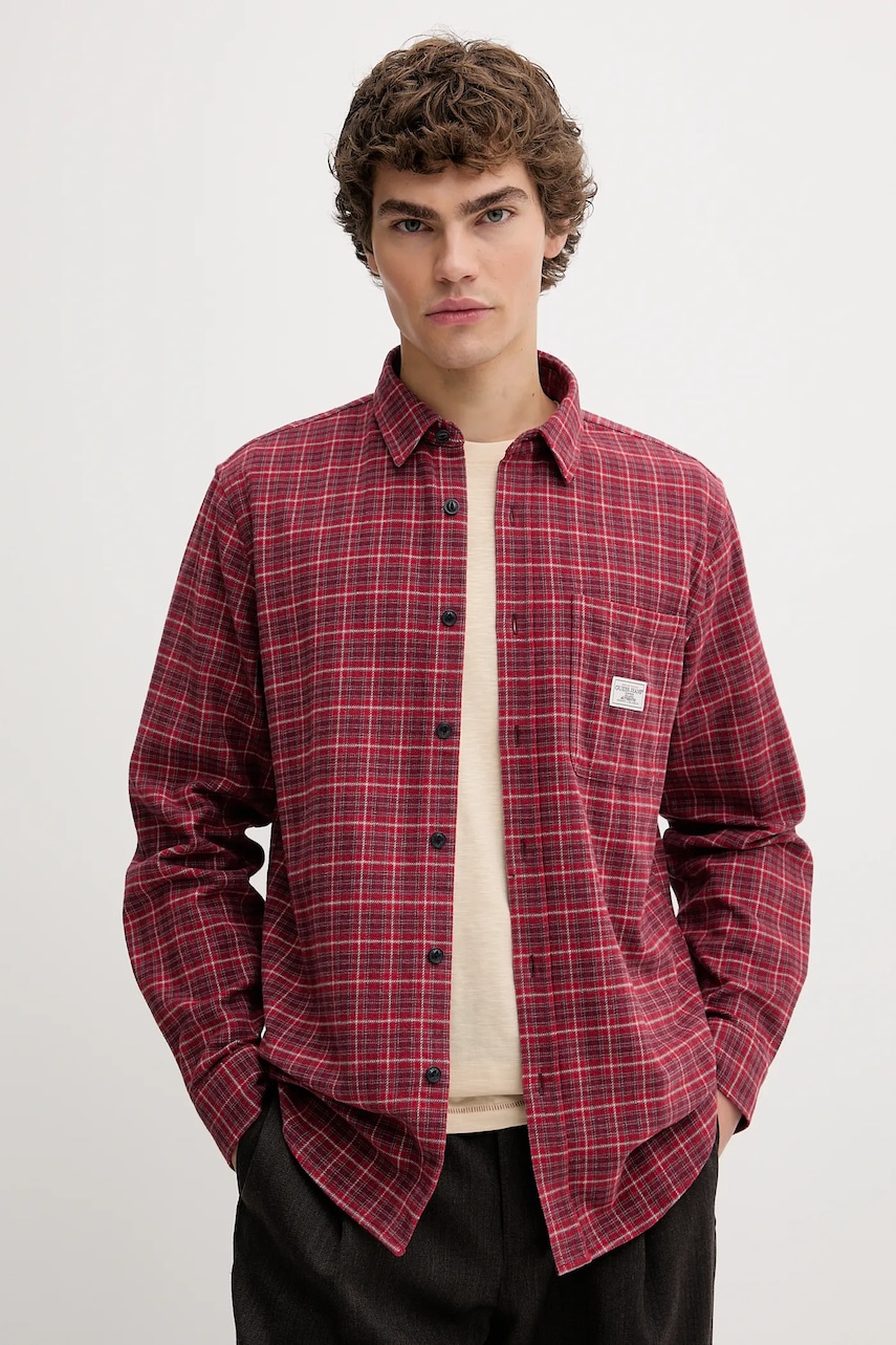 Levně Bavlněná košile Guess Jeans pánská, červená barva, regular, s klasickým límcem, M5BH16 WGMH1